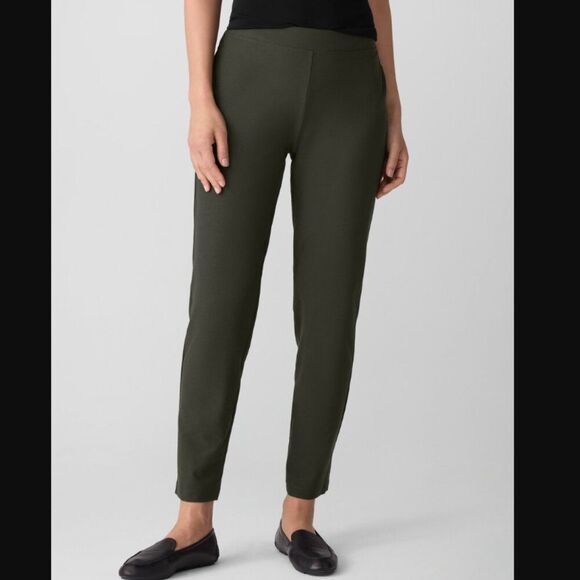 Eileen Fisher Slim Fit Washable Stretch Crepe Ankle Pants Olive Green Size S - Picture 1 of 14